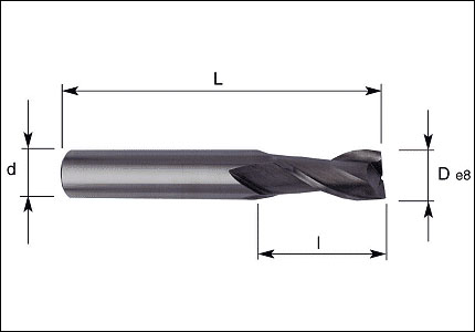 HSS-Co PM slot end mill with 2 cutting edges