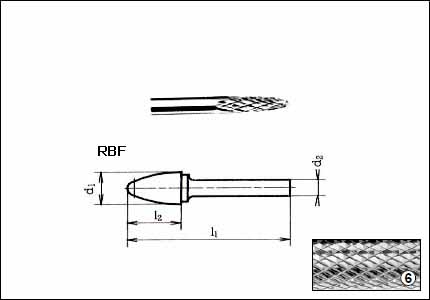 Fresa rotativa RBF, HM, gambo mm 3, taglio 6