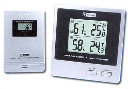 Room thermometer with hygrometer and transmitter