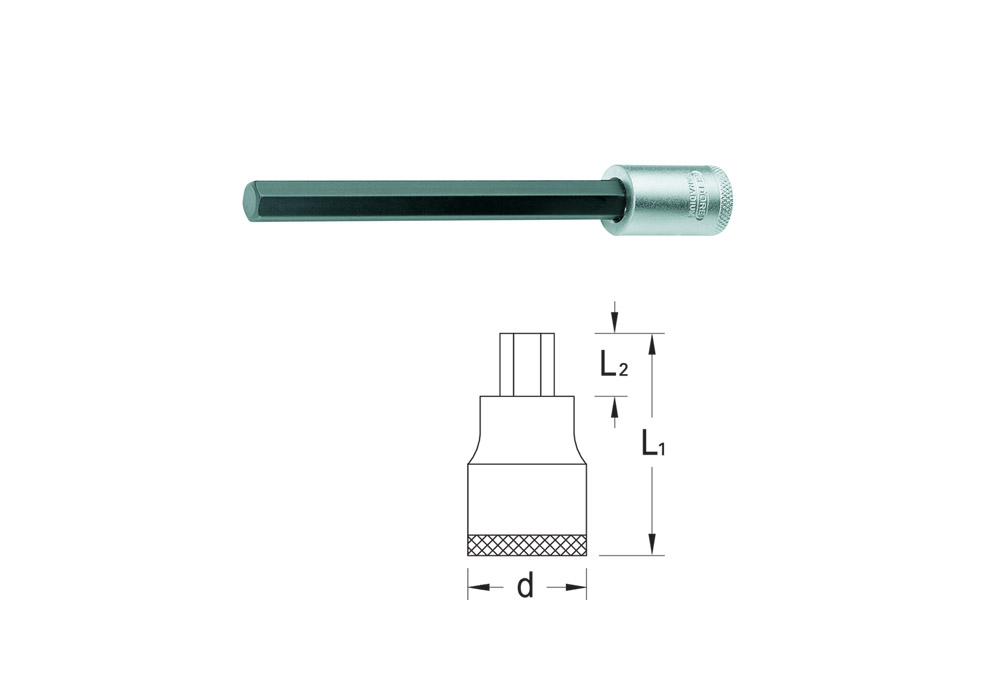Long screwdriver socket 3/8 for hexagonal Allen screws
