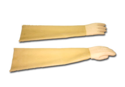 Natural latex long heavy knurled glove